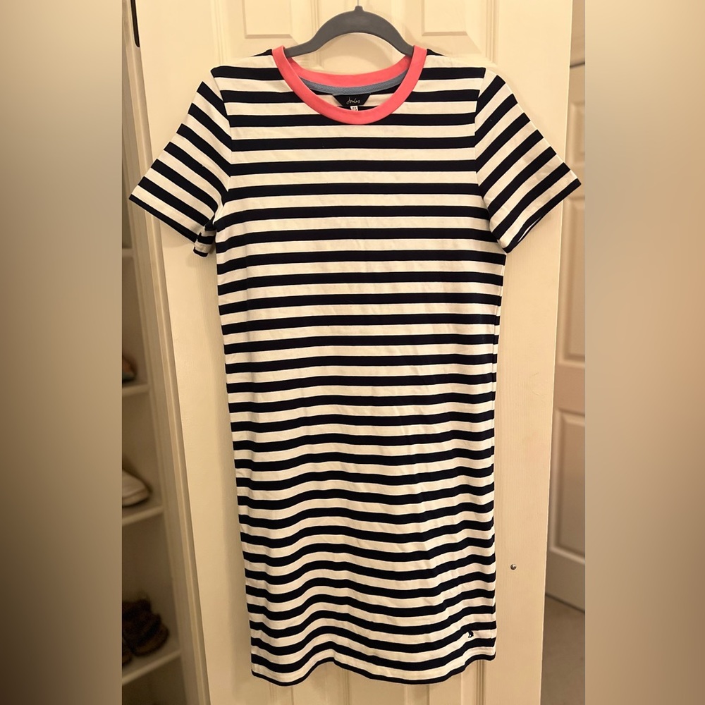 Joules Navy & White Stripe T Shirt Dress